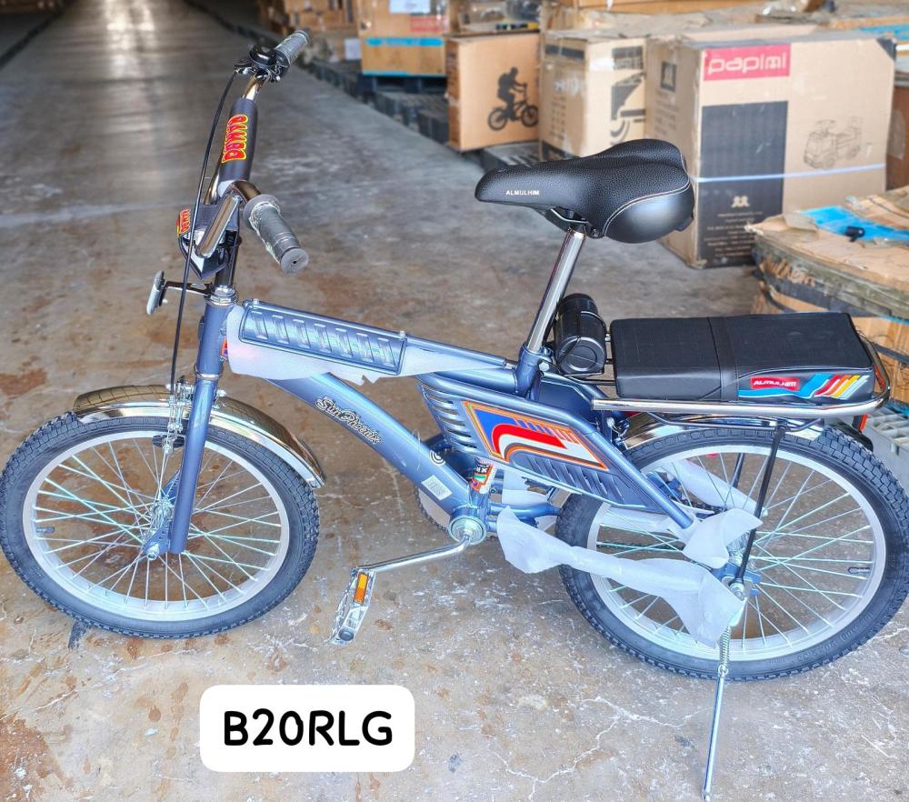 دراجة رامبو الدرجة الأولى مقاس 20 رمادي رفرف نيكل مقعد عريض