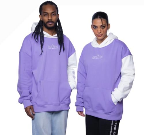 2SEVEN Oversize Hoodie - Purple & White