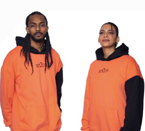 2SEVEN Oversize Hoodie - Orange & Black