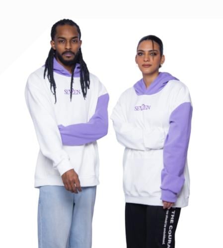 2SEVEN Oversize Hoodie - White & Purple