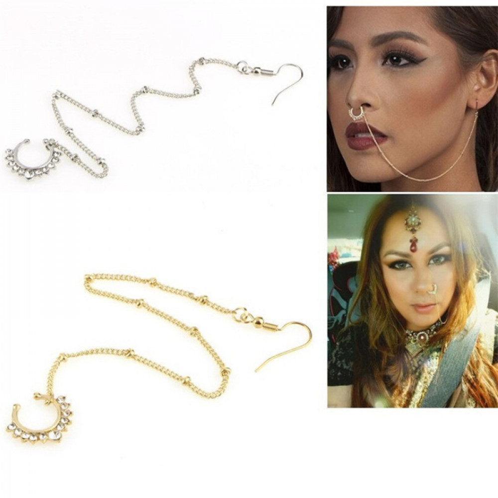 سلسلة ثقب الأنف قرط ذهبي سارونة للإكسسوارات