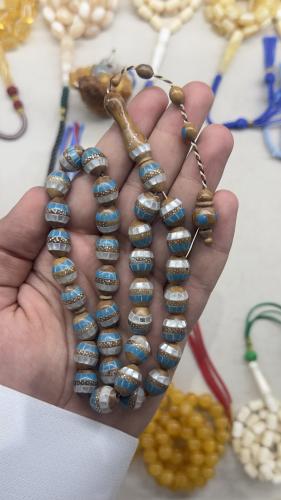 كوك مطعم بفضه وصدف وفيروز ٣٣ خرزه ١٠ ملي