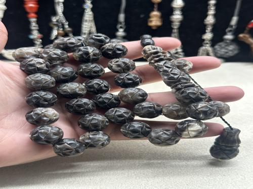 قرن جاموس منقوش بالكامل ١٥ مل ٣٣ خرزه