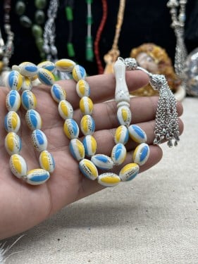 عظم مطعم نحاس وفيروز وعظم اصفر  مسباح نصراوي ٩ مل زيتوني