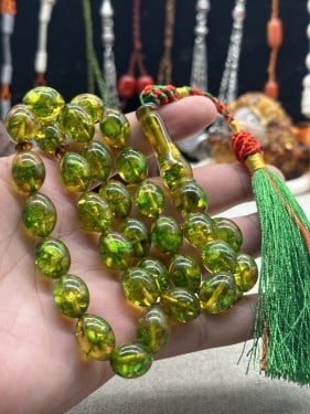 كهرمان عطش قديم جدا لعشاق النوادر  ٣٦ جرام  ٩مل ٣٣ خرزه قصة بيض الحمام