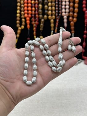 مسباح  بودره العاج ملبس فضه بالكامل