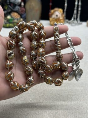 كهرمان بولندي قديم ملبس فضه بالكامل ٨٥ جرام ١١ مل