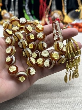 كهرمان ابو ورده الماني قديم ١٤ مل ٣٣ خرزه ٨٠ جرام