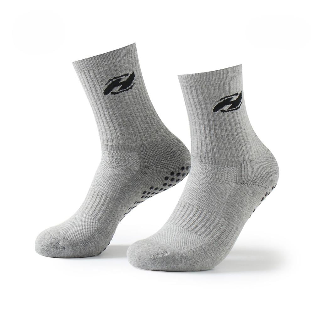 جورب رمادي بحبيبات مانع الانزلاق نصف الساق