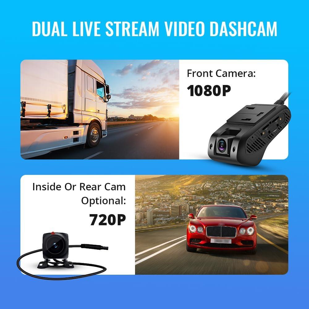 Front and rear dual-camera dash cam+SIM