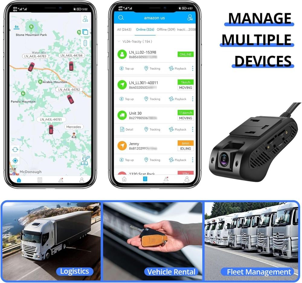 Front and rear dual-camera dash cam+SIM