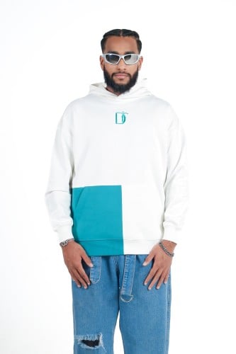 Off-white and turquoise Hoodie