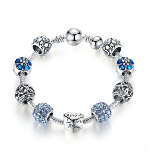 سوار نسائي مطلي بالفضة بتصميم انيق مع كريستال لامع من سواروفسكي اليمينتس