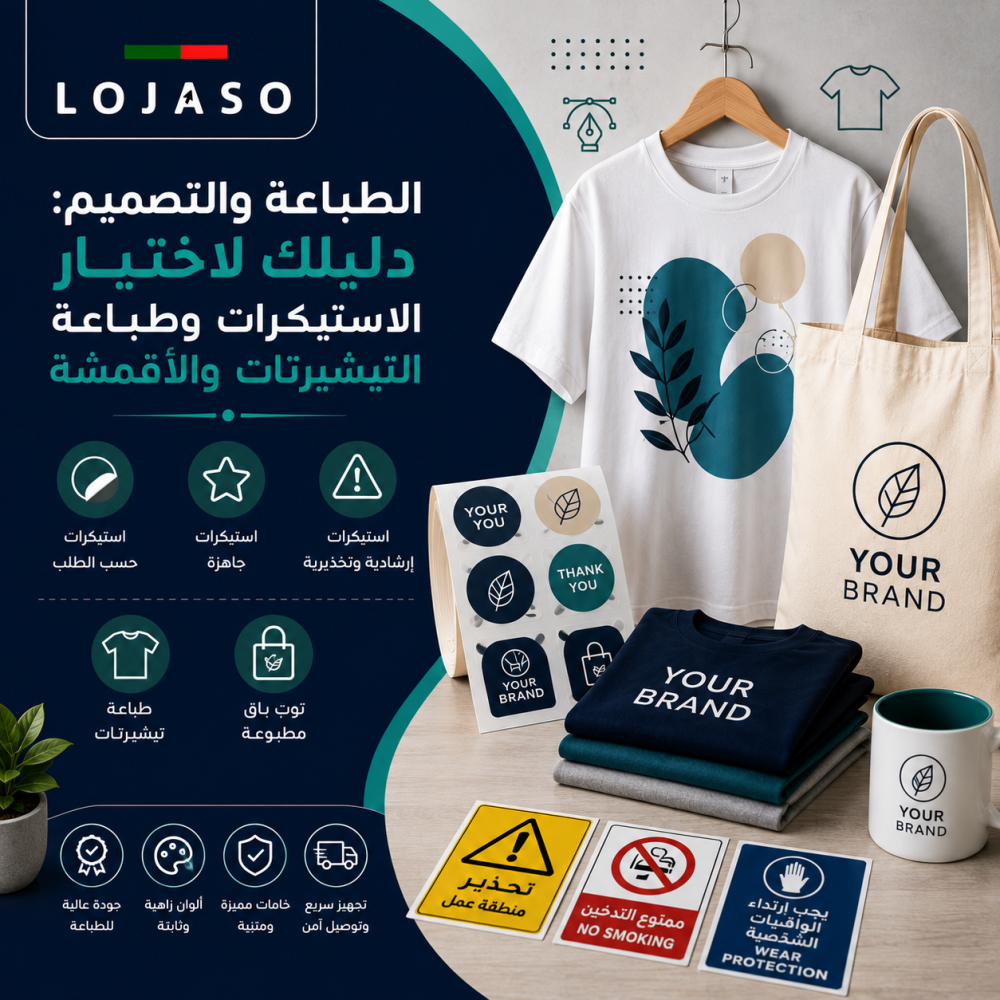 دليل شامل للطباعة والتصميم: استيكرات وتيشيرتات مخصصة