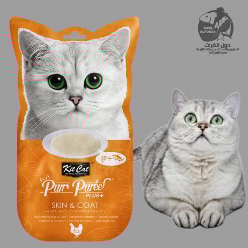كيت كات بور بوري بلس الجلد والفراء بالدجاج و زيت السمك 4X15g