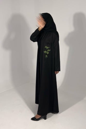 عباية كتان رسمي ورد على الصدر