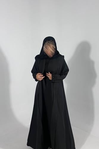 عباية كلوش كتان بكلفة على الاكمام