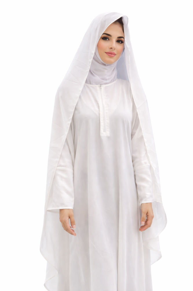 عباية عمرة سادة – أبيض / أسود