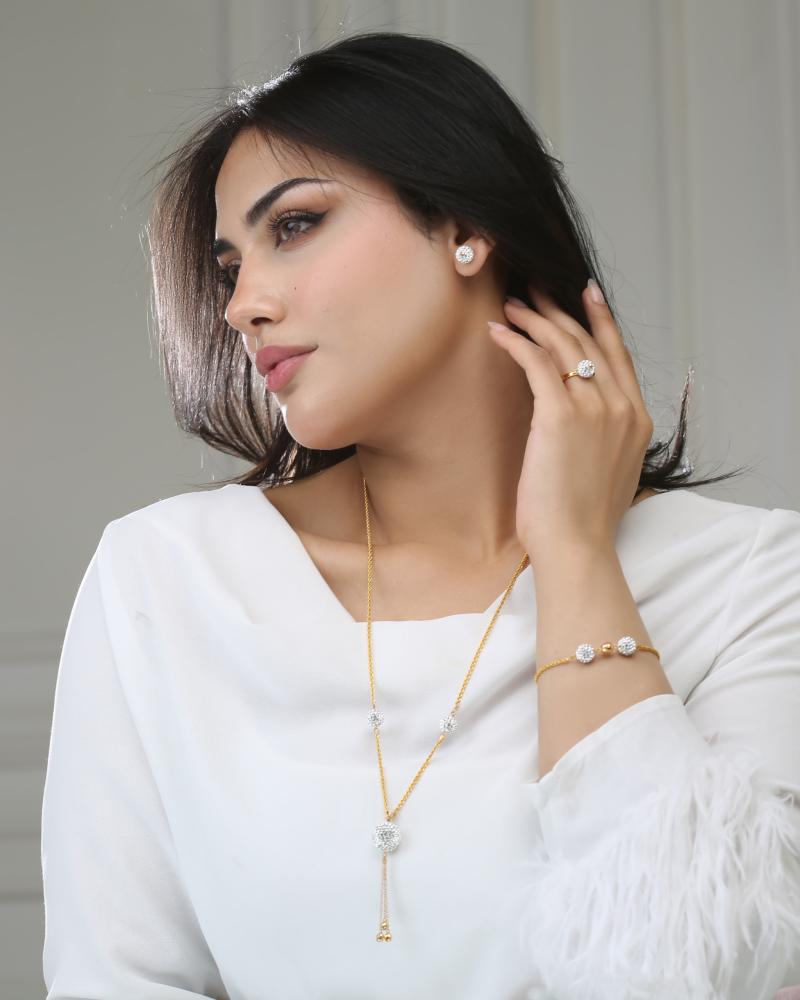طقم البلورة - ذهب أصفر عيار 21