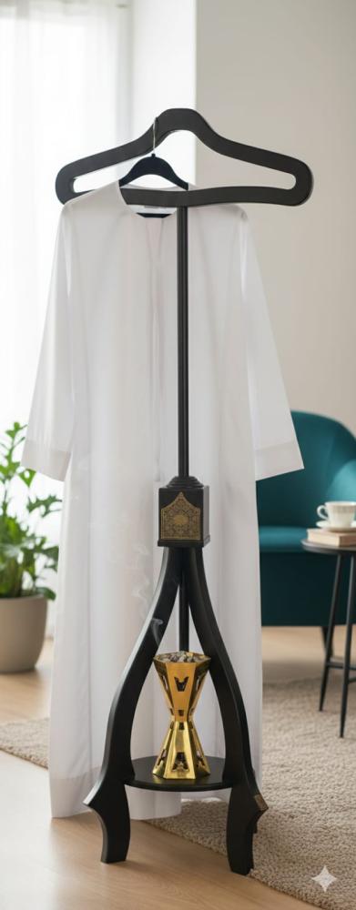 مبخرة خشب بيانو مع علاقة ملابس