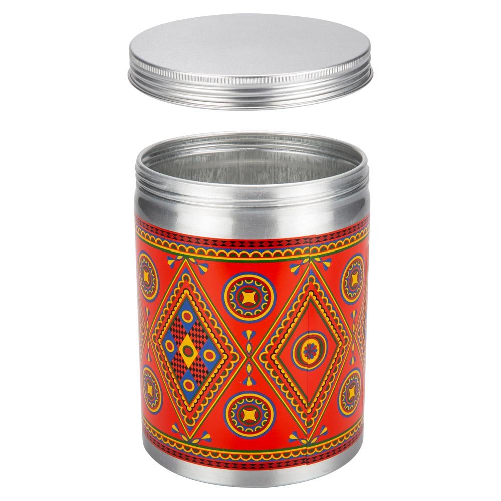 علبة بهارات الومنيوم نقش نجدي 2000 مل - يحفظ المواد الغذائية بأمان، يمنع التسرب، متين وسهل الحمل،ضمان سنتان