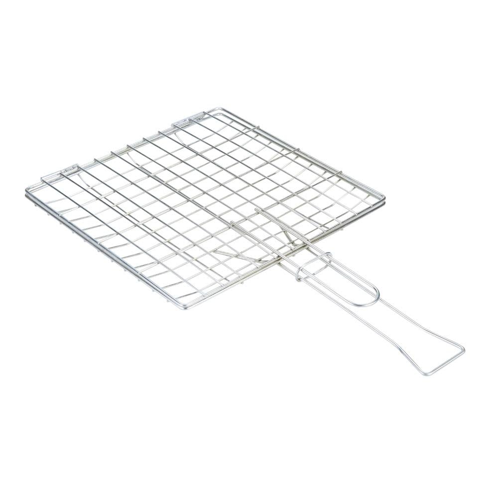 شبك شوي ستانلس ستيل عالي الجودة 30*30 سم عدد 1 عين - يشوي كميات أكبر، يد طويلة للحماية، متين للاستخدام الطويل،ضمان سنتان