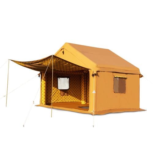 3*4*3.1m Cotton Canvas Inflatable Camping Tent - Provides protection and comfort, easy to set up and transport, suitable for groups