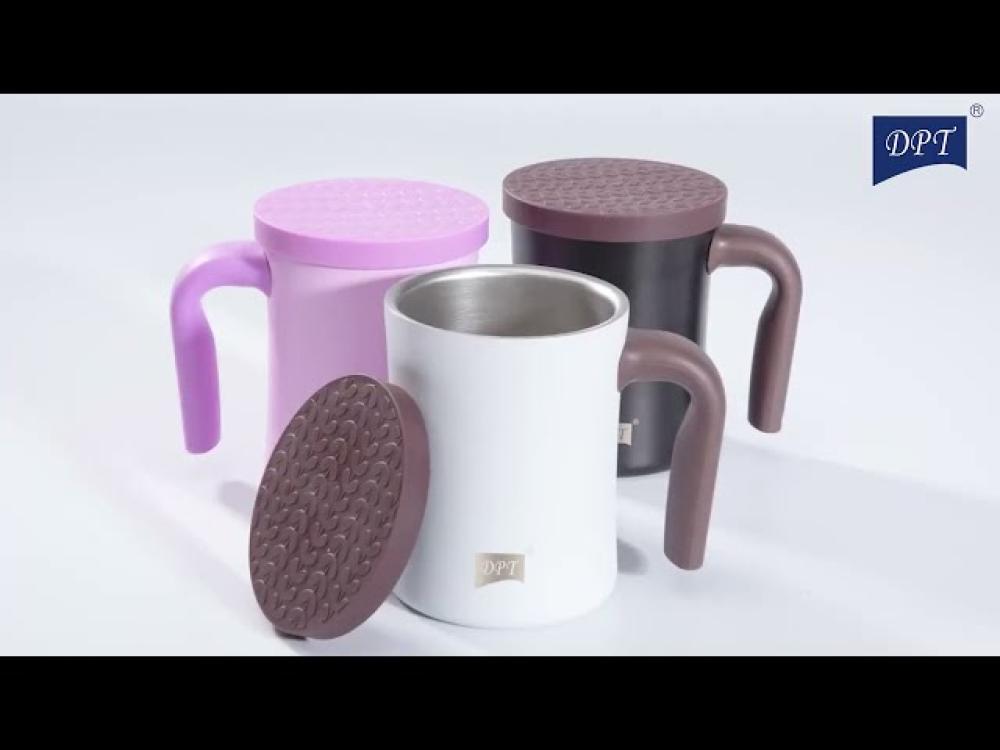 High-quality stainless steel liquid cup with silicone lid, 350 ml - keeps drinks warm, prevents spills, easy to carry and clean
