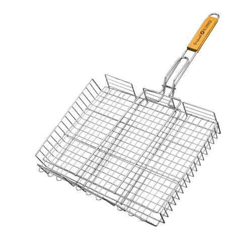 65 x 40 cm coated metal grill - durable and easy to clean, safe thanks to the wooden handle, suitable size for group grilling