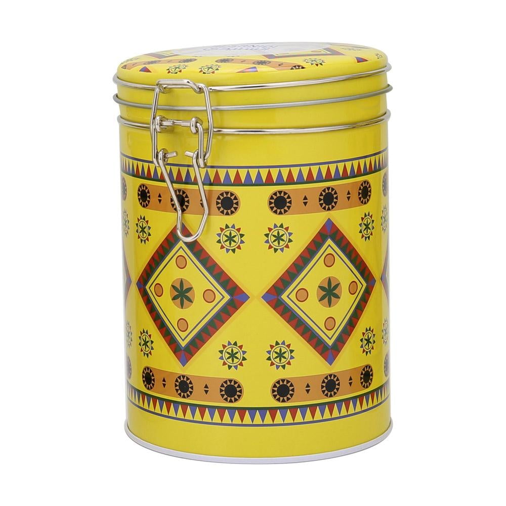 علبة بهارات حديد نقش نجدي 1.39 لتر- تحفظ البهارات بأمان، متينة وتتحمل الاستخدام اليومي، تضيف لمسة تراثية للمطبخ،ضمان سنتان