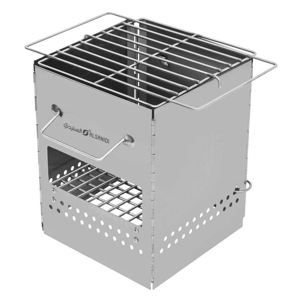 Stainless Steel Charcoal and Wood Burner with Case 30*30*35cm - High Heat Resistance, Easy to Carry and Store, Long Service Life