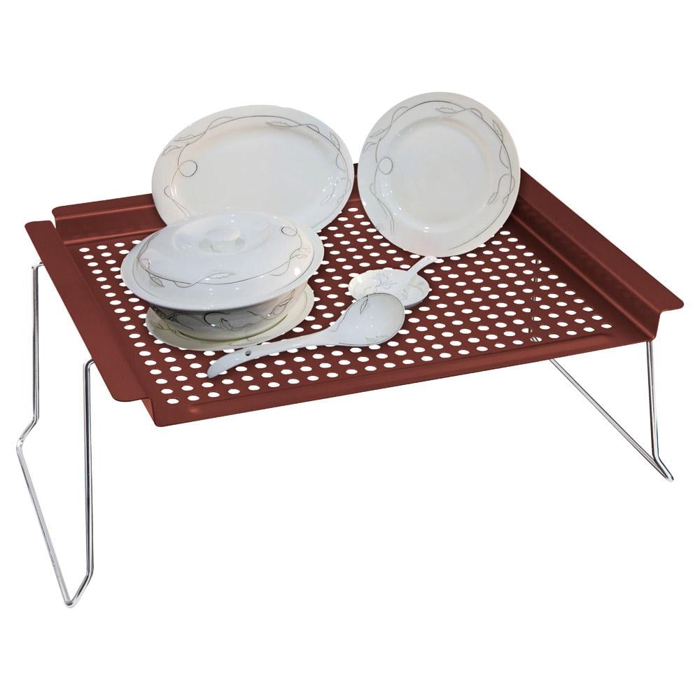 طاولة تنشيف اواني حديد مجلفن 30*40 سم- يوفر مساحة، يتحمّل الاستخدام اليومي، يسهل التخزين والتنقل،ضمان سنتان