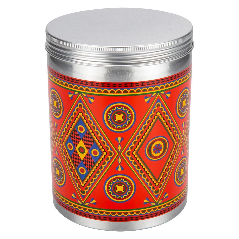 علبة بهارات الومنيوم نقش نجدي 2000 مل - يحفظ المواد الغذائية بأمان، يمنع التسرب، متين وسهل الحمل،ضمان سنتان