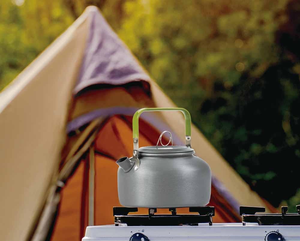 إبريق شاي ستانليس ستيل 1 لتر، خفيف في الحمل ومتين للاستخدام المتكرر، توزيع حرارة متوازن