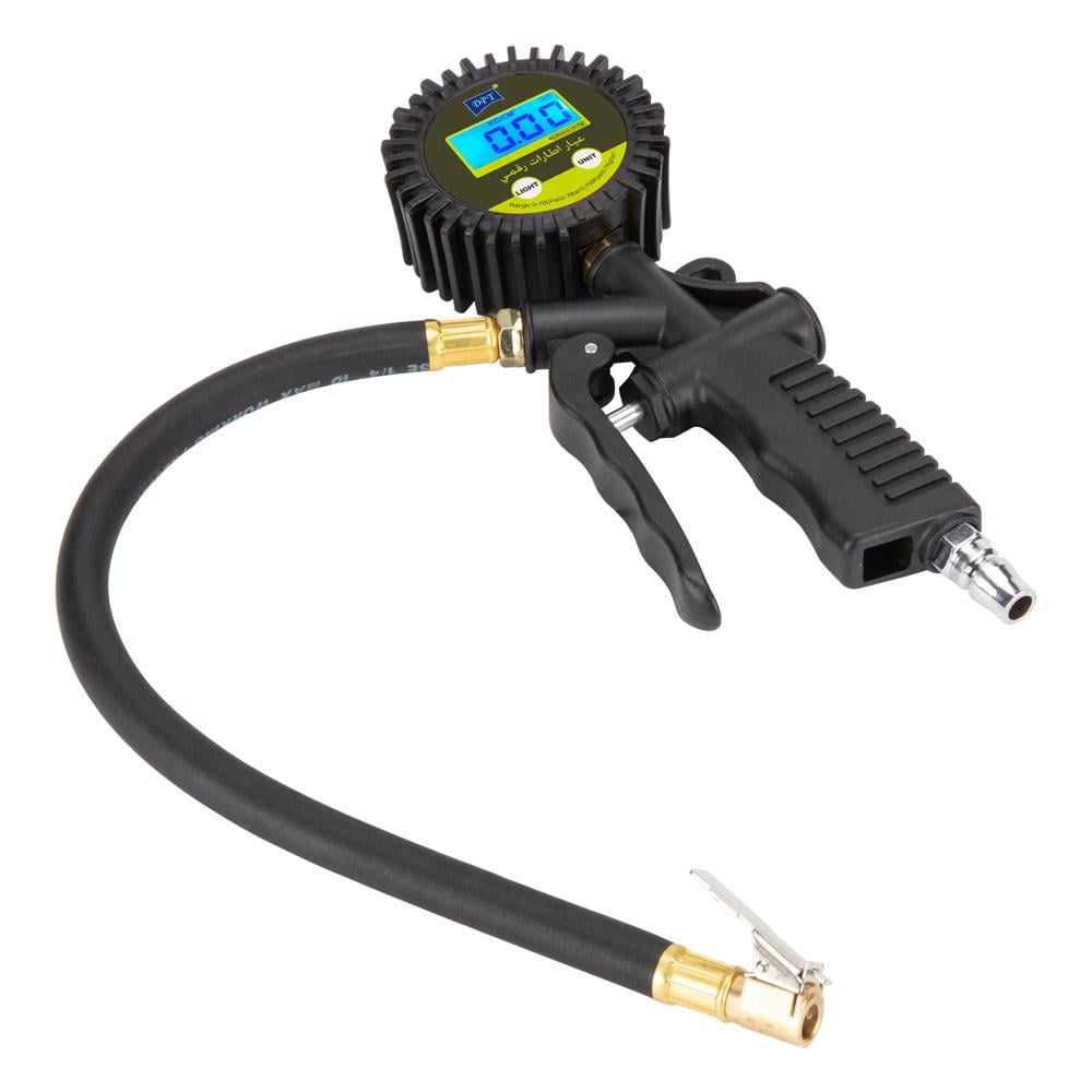 عيار إطارات رقمي ضغط 100 PSI - قراءة دقيقة وسريعة، يتحمّل الاستخدام اليومي، سهل الحمل والتخزين،ضمان سنتان