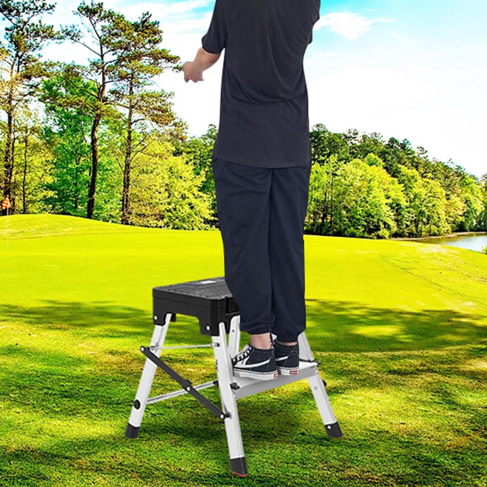 سلم مع صندوق عدة 43.3* 42.4 سم- يتحمّل وزن عالي، سهل الحمل والتخزين، يوفر تنظيم الأدوات مع السلم،ضمان سنتان