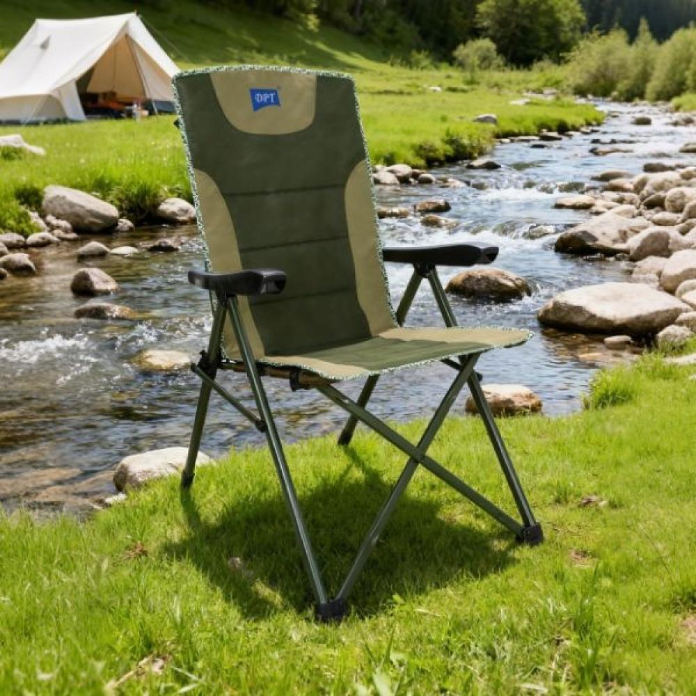 Green picnic chair, foldable, supports 100 kg, sturdy and durable design, 2-year warranty