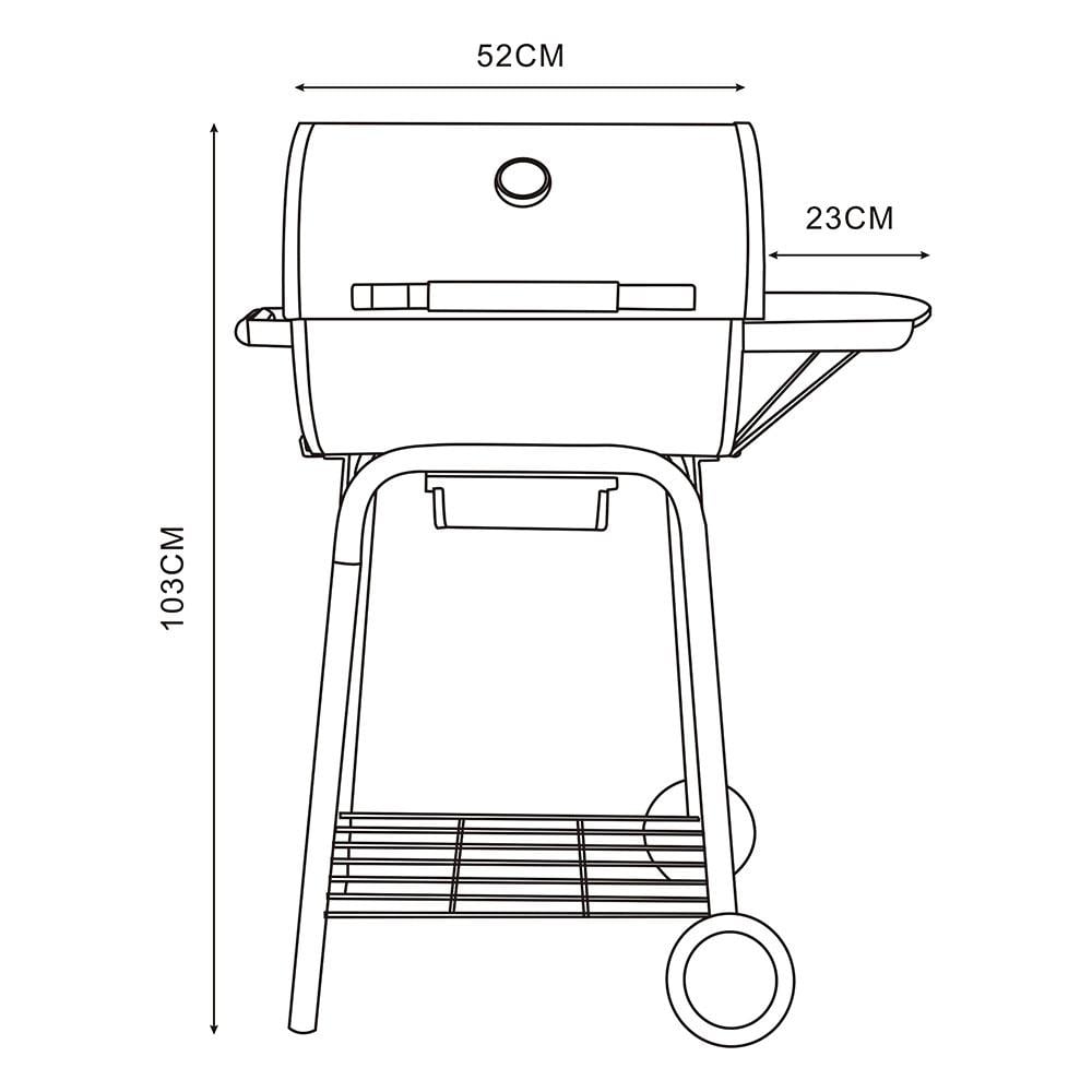 Portable Charcoal Grill 52*38.5*103cm - Comfortable height without bending, easy to transport, saves space to organize tools