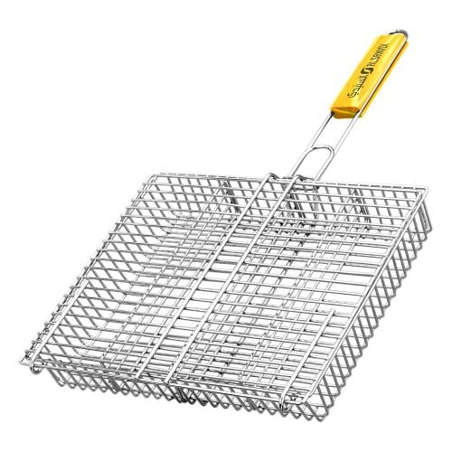 53 x 31 cm Coated Metal Grill - Durable and easy to clean, safe thanks to the wooden handle, suitable size for grilling