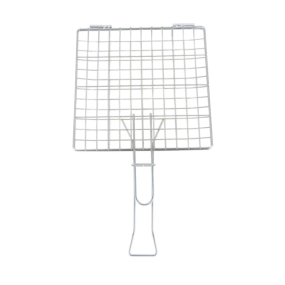 شبك شوي ستانلس ستيل عالي الجودة 30*30 سم عدد 1 عين - يشوي كميات أكبر، يد طويلة للحماية، متين للاستخدام الطويل،ضمان سنتان