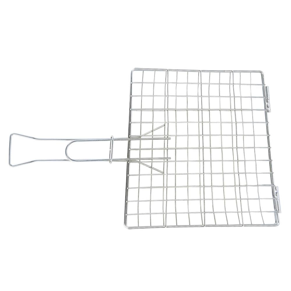 شبك شوي ستانلس ستيل عالي الجودة 30*30 سم عدد 1 عين - يشوي كميات أكبر، يد طويلة للحماية، متين للاستخدام الطويل،ضمان سنتان