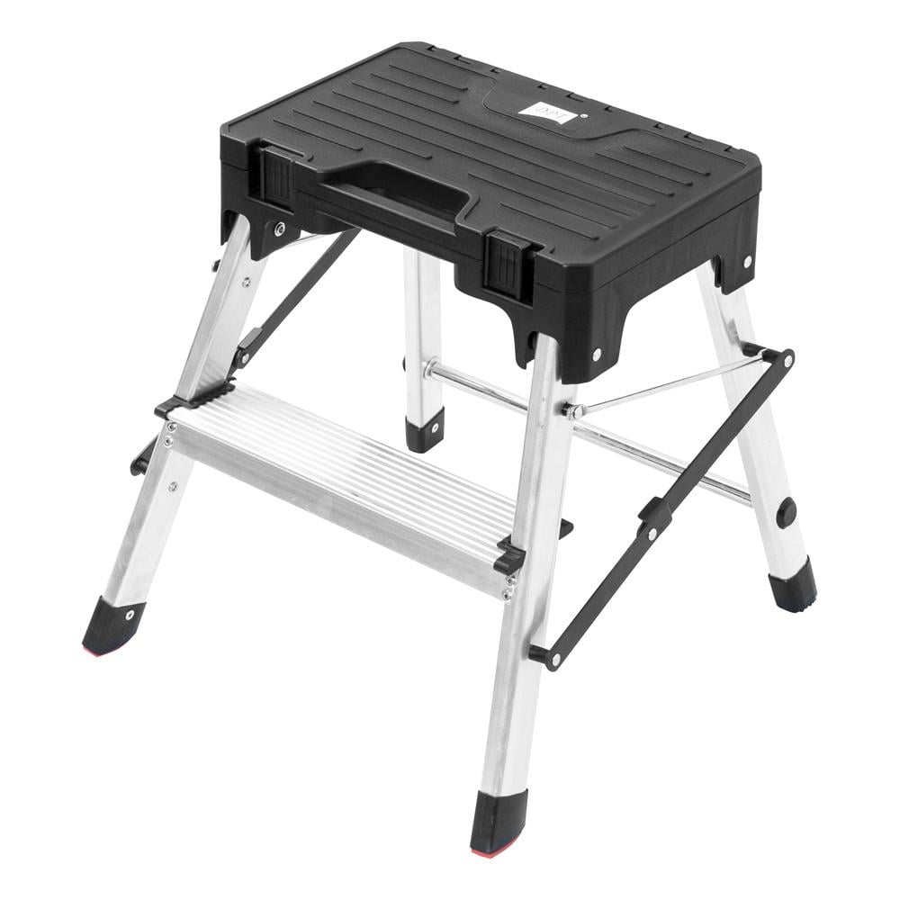 سلم مع صندوق عدة 43.3* 42.4 سم- يتحمّل وزن عالي، سهل الحمل والتخزين، يوفر تنظيم الأدوات مع السلم،ضمان سنتان