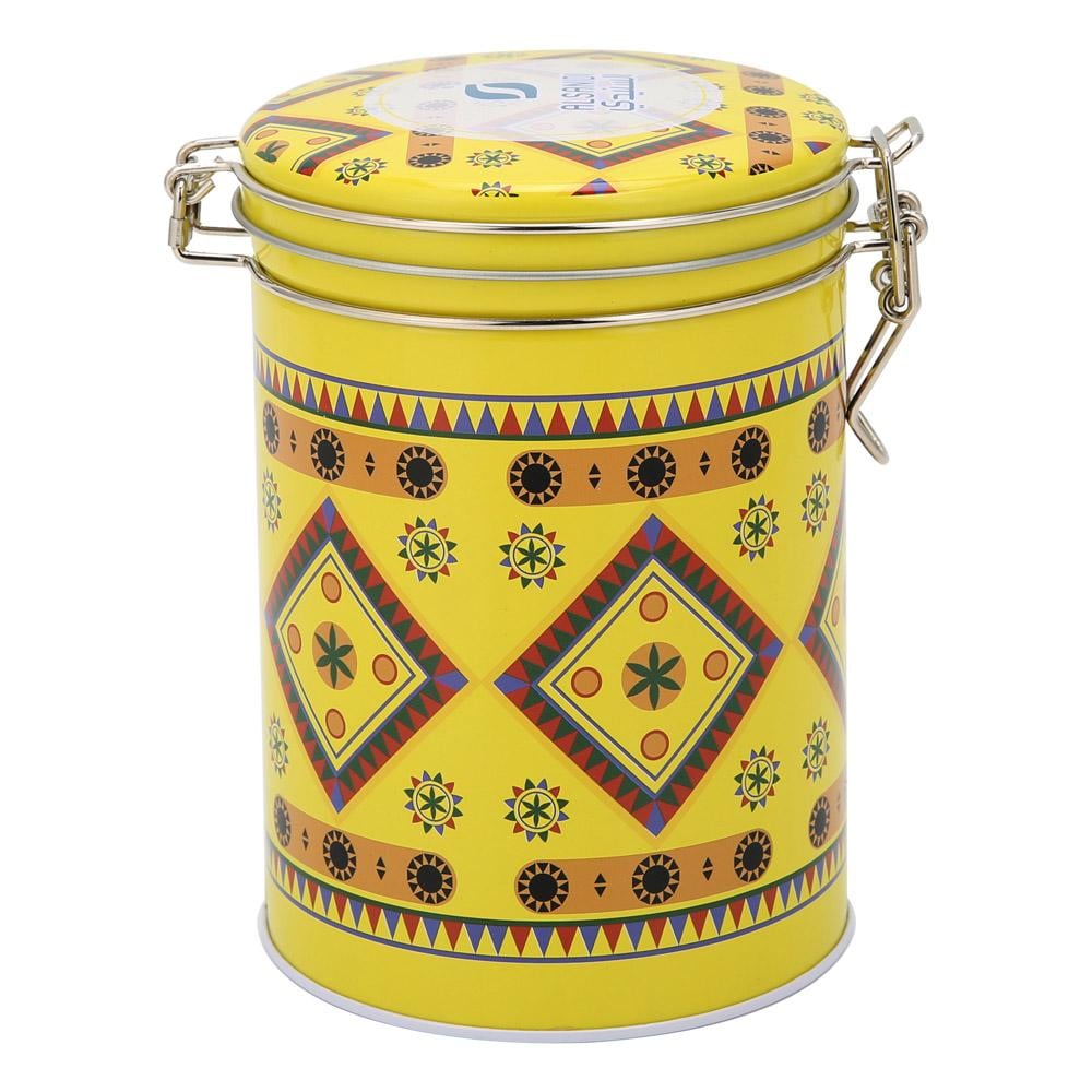 علبة بهارات حديد نقش نجدي 1.39 لتر- تحفظ البهارات بأمان، متينة وتتحمل الاستخدام اليومي، تضيف لمسة تراثية للمطبخ،ضمان سنتان