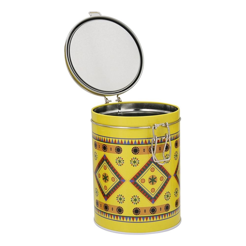 علبة بهارات حديد نقش نجدي 1.39 لتر- تحفظ البهارات بأمان، متينة وتتحمل الاستخدام اليومي، تضيف لمسة تراثية للمطبخ،ضمان سنتان