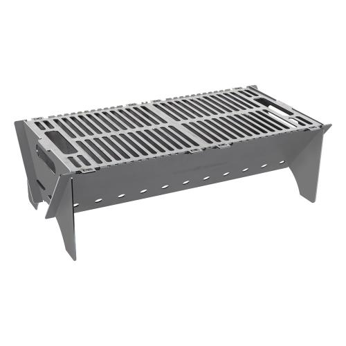 Charcoal camping grill and barbecue, 55 x 30 x 18.5 cm, provides ample grilling space, 2-year warranty
