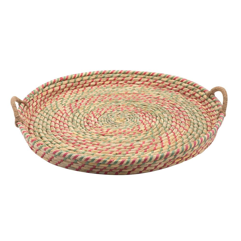 صحن خوص تراثي 50 سم - تصميم تراثي أنيق، سهلة الحمل، آمنة وصديقة للبيئة،ضمان سنتان