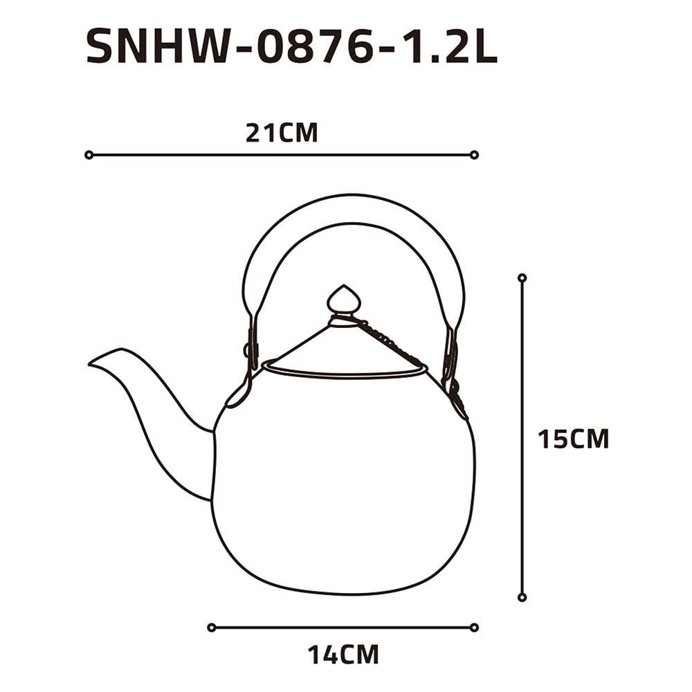 ابريق شاي الومنيوم كلاسيكي 1.2 لتر- متين وطويل العمر، سهل الحمل والاستخدام، تصميم أنيق يناسب الضيافة،ضمان سنتان