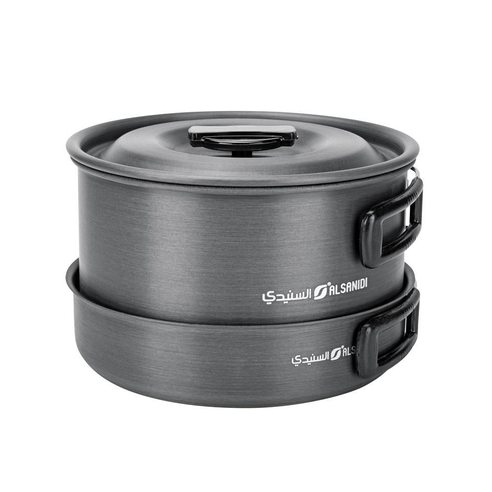 طقم اواني الومنيوم للتخييم والهايكنج 4 قطع - خفيفة وسهلة الحمل، تنظيف سريع، متعددة الاستخدامات،ضمان سنتان