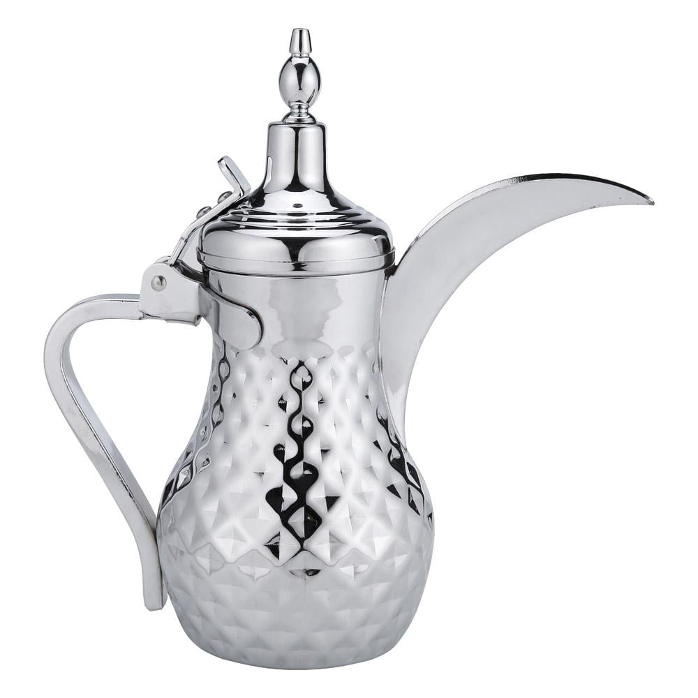 دلة قهوة رسلان ستانلس ستيل عالي الجودة 1.35 لتر- تتحمل الاستخدام القوي، سهلة التنظيف، مناسبة للرحلات والاستخدام اليومي،ضمان سنتان