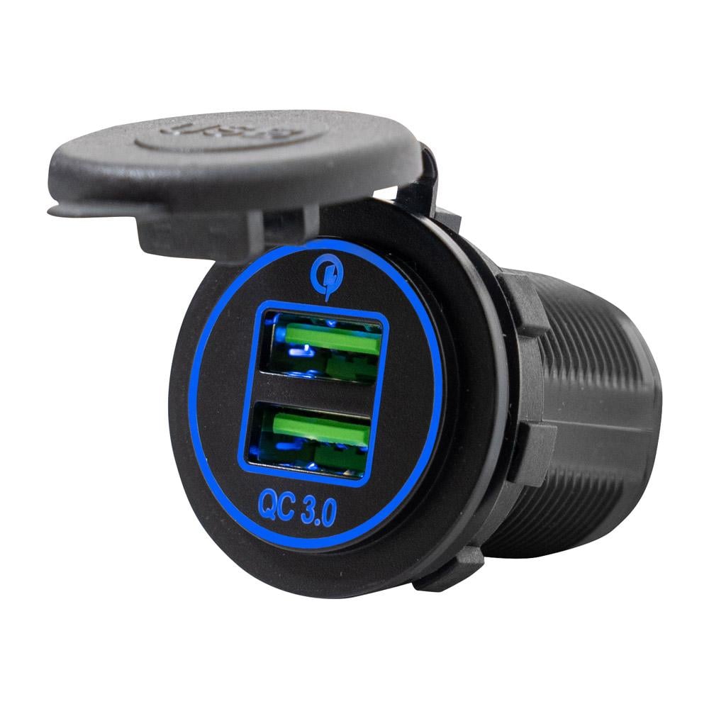 Quick Charge 3.0 Dual USB Charger 12-24V - Fast and Safe Charging, Charge Two Devices at the Same Time, Over-Current and Over-Heat Protection